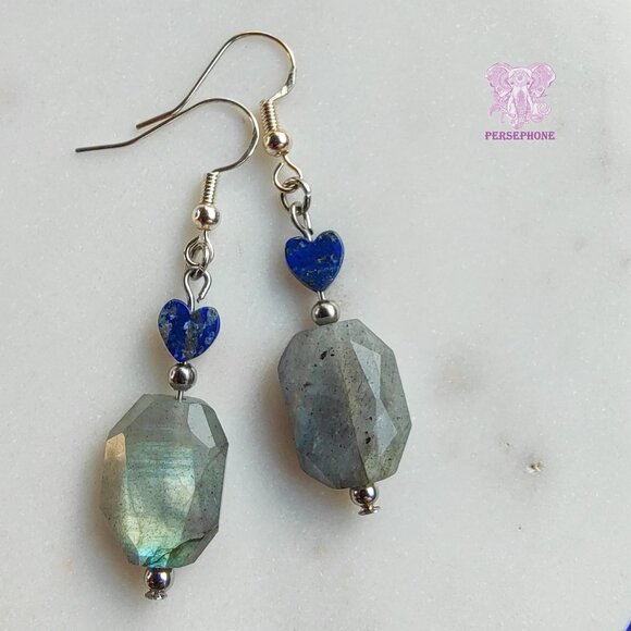 Moon Magic “Mama Killa” Earrings | Labradorite + Lapis | Silver - Picture 1 of 4